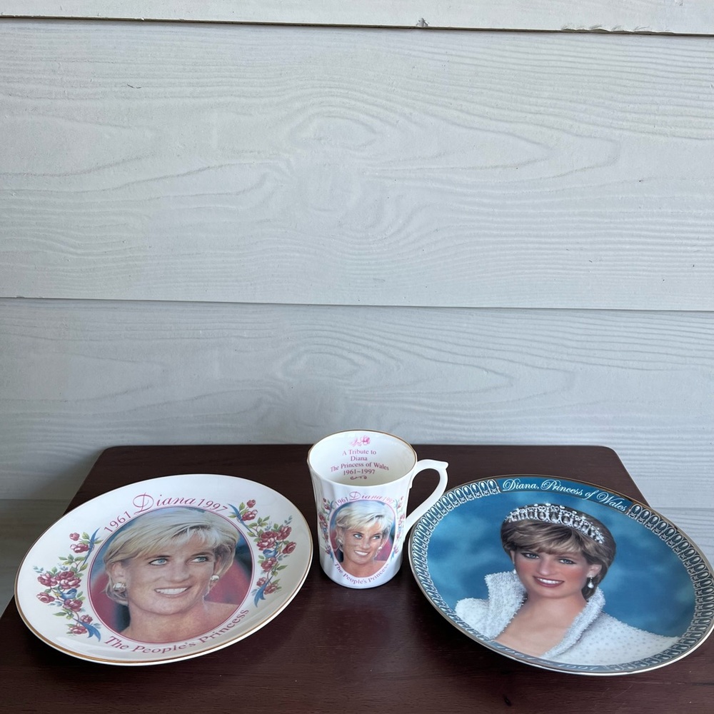 Allyn Nelson Lot Of 3 Pieces Diana Princess 1961- 1997 Tribute Plate F Porcelain